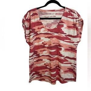 T By Talbots Red Camo Cinched Active Tee